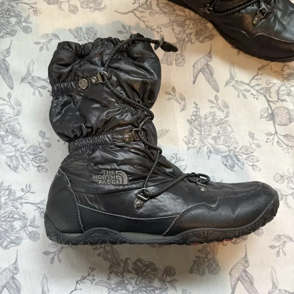 The North Face Primaloft Icepick Sole Goose Down Black Snow Boots Shoes Women 8
